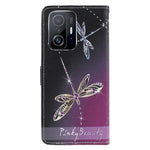 Cross Texture 3D Pattern Printing PU Leather Stand Flip Magnetic Folio Wallet Case with Strap for Xiaomi 11T / 11T Pro