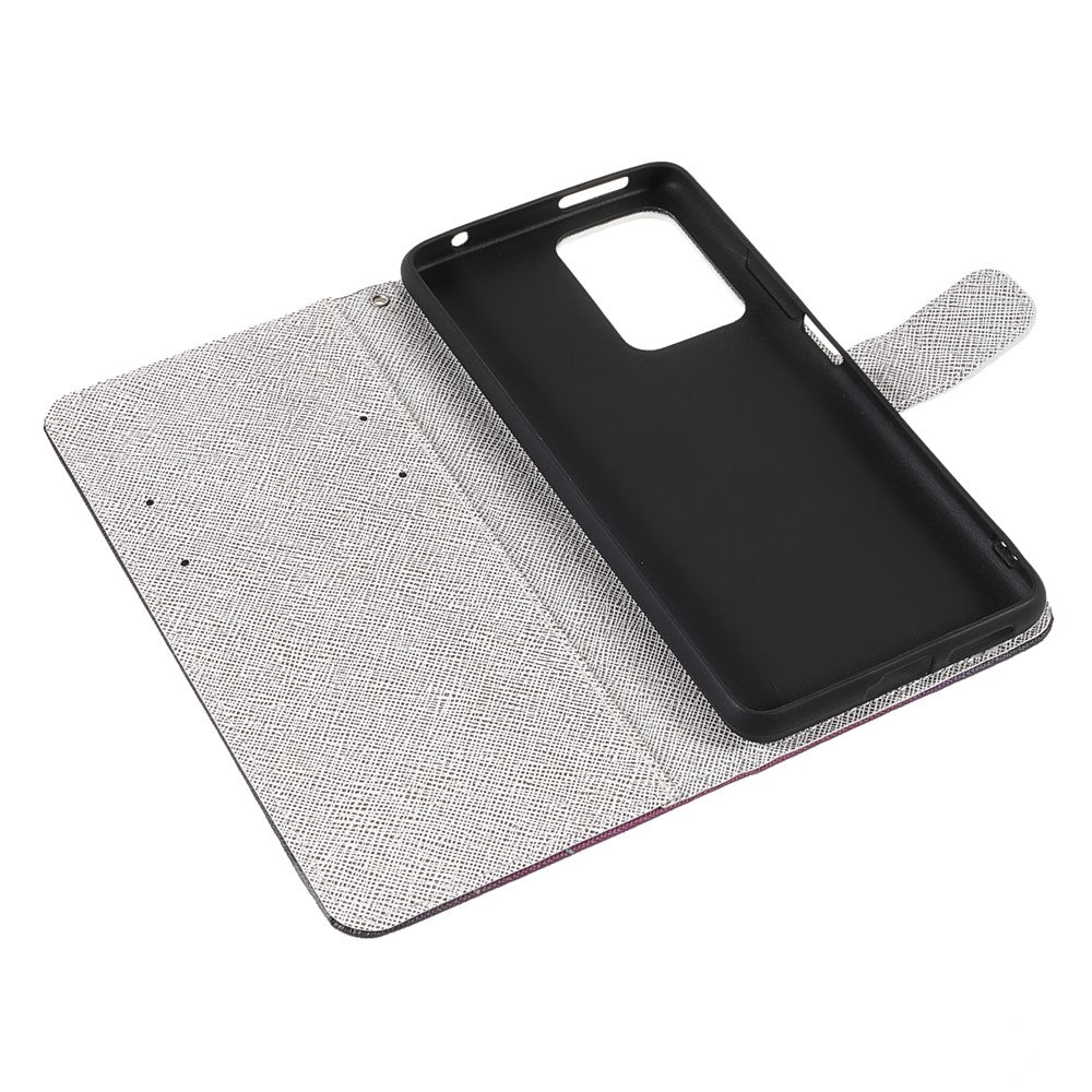 Cross Texture 3D Pattern Printing PU Leather Stand Flip Magnetic Folio Wallet Case with Strap for Xiaomi 11T / 11T Pro