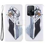 Cross Texture 3D Pattern Printing PU Leather Stand Flip Magnetic Folio Wallet Case with Strap for Xiaomi 11T / 11T Pro