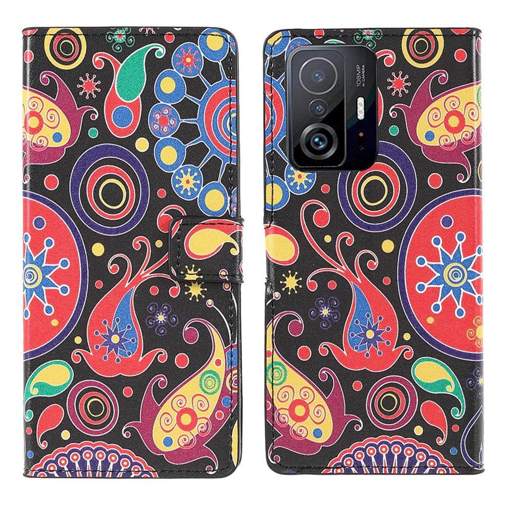 Mönstertryck Premium PU-läder Plånbok Folio Flip Stand Skyddsskal för Xiaomi 11T / 11T Pro