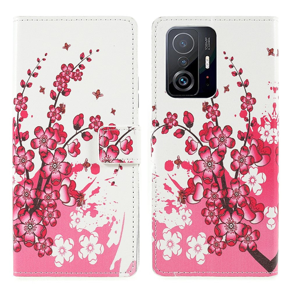 Mönstertryck Premium PU-läder Plånbok Folio Flip Stand Skyddsskal för Xiaomi 11T / 11T Pro
