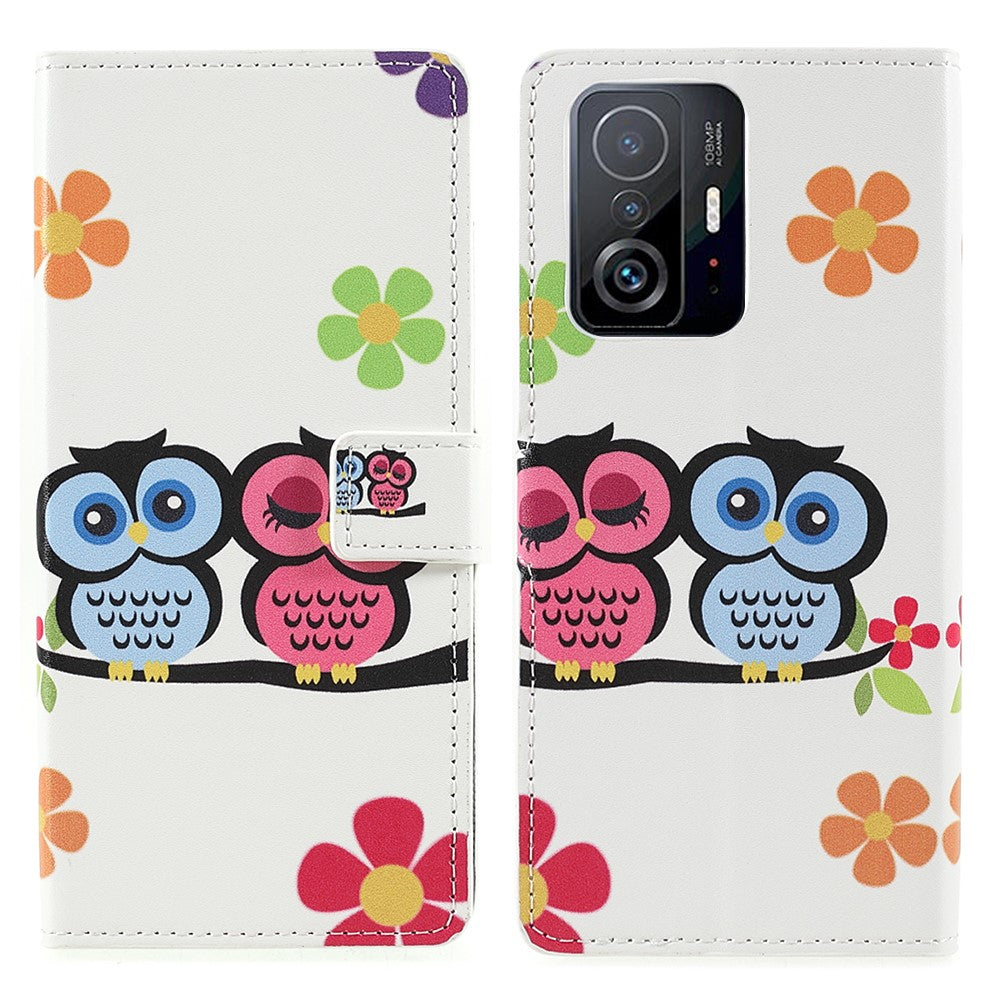 Mönstertryck Premium PU-läder Plånbok Folio Flip Stand Skyddsskal för Xiaomi 11T / 11T Pro