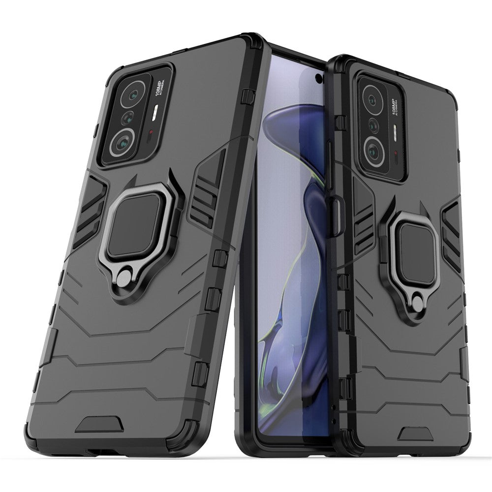 Ring Kickstand Dual Layer Soft Flexible TPU + Hard PC Rugged Protective Phone Case for Xiaomi 11T / 11T Pro