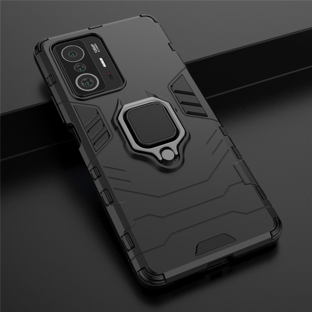 Ring Kickstand Dual Layer Soft Flexible TPU + Hard PC Rugged Protective Phone Case for Xiaomi 11T / 11T Pro