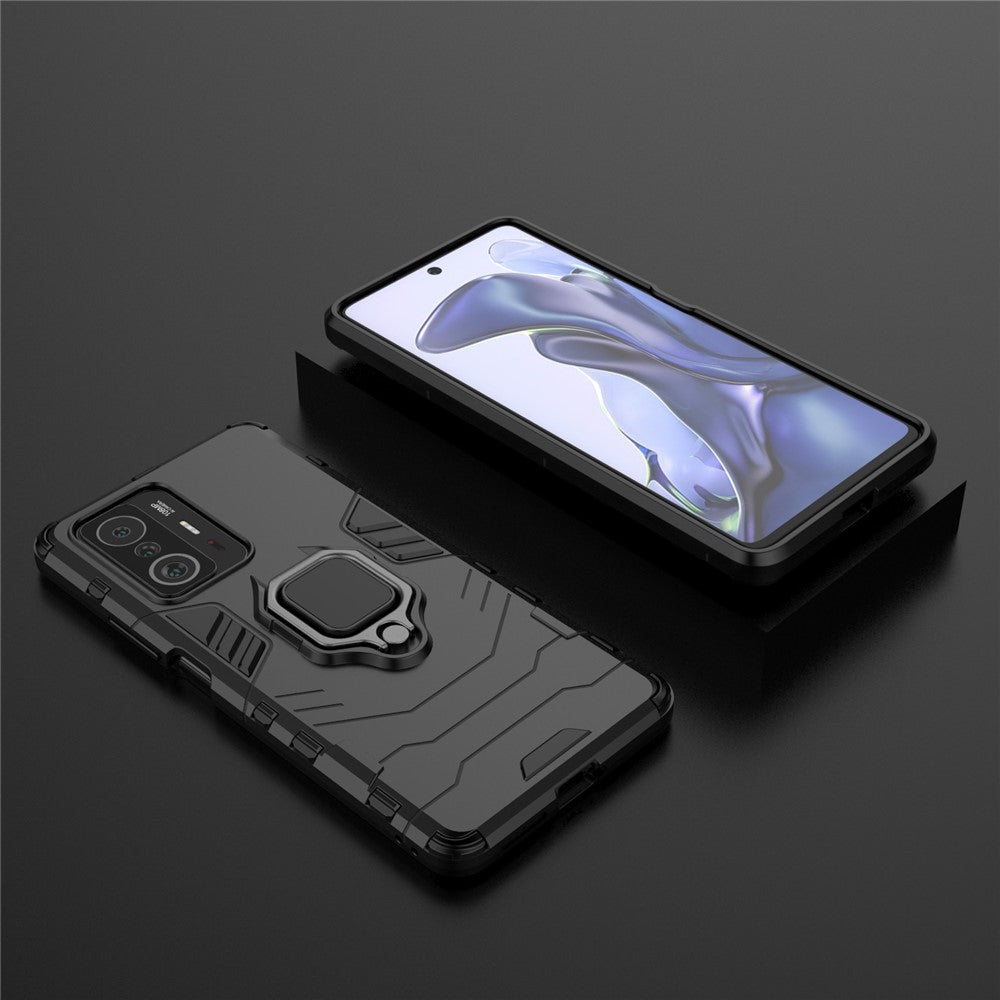 Ring Kickstand Dual Layer Soft Flexible TPU + Hard PC Rugged Protective Phone Case for Xiaomi 11T / 11T Pro