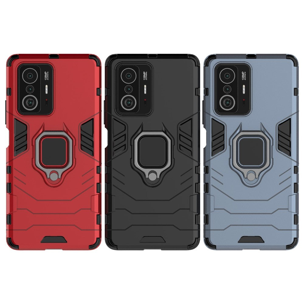 Ring Kickstand Dual Layer Soft Flexible TPU + Hard PC Rugged Protective Phone Case for Xiaomi 11T / 11T Pro