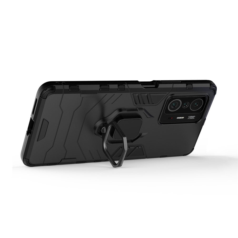 Ring Kickstand Dual Layer Soft Flexible TPU + Hard PC Rugged Protective Phone Case for Xiaomi 11T / 11T Pro