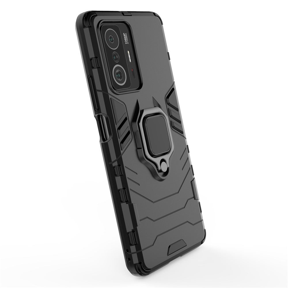 Ring Kickstand Dual Layer Soft Flexible TPU + Hard PC Rugged Protective Phone Case for Xiaomi 11T / 11T Pro
