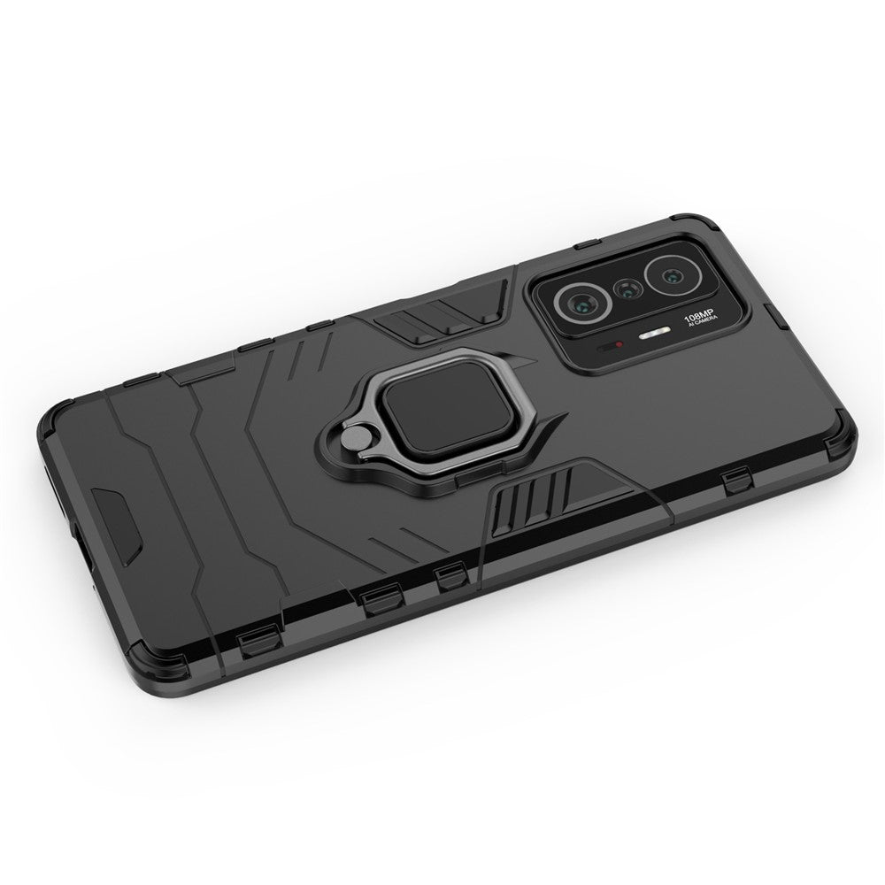Ring Kickstand Dual Layer Soft Flexible TPU + Hard PC Rugged Protective Phone Case for Xiaomi 11T / 11T Pro