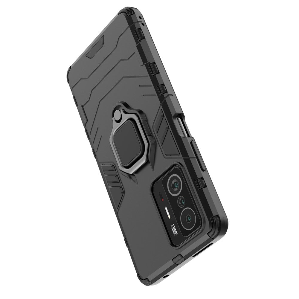 Ring Kickstand Dual Layer Soft Flexible TPU + Hard PC Rugged Protective Phone Case for Xiaomi 11T / 11T Pro