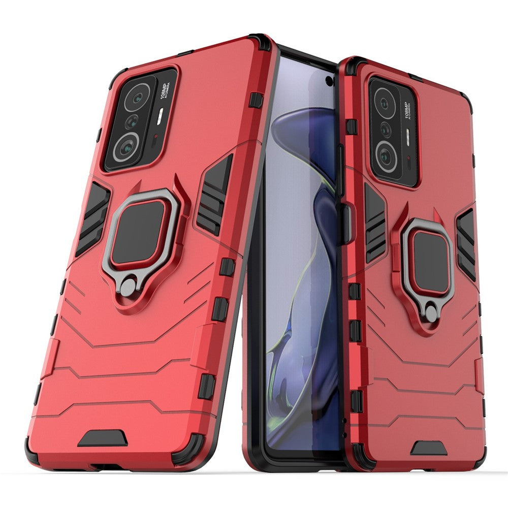 Ring Kickstand Dual Layer Soft Flexible TPU + Hard PC Rugged Protective Phone Case for Xiaomi 11T / 11T Pro