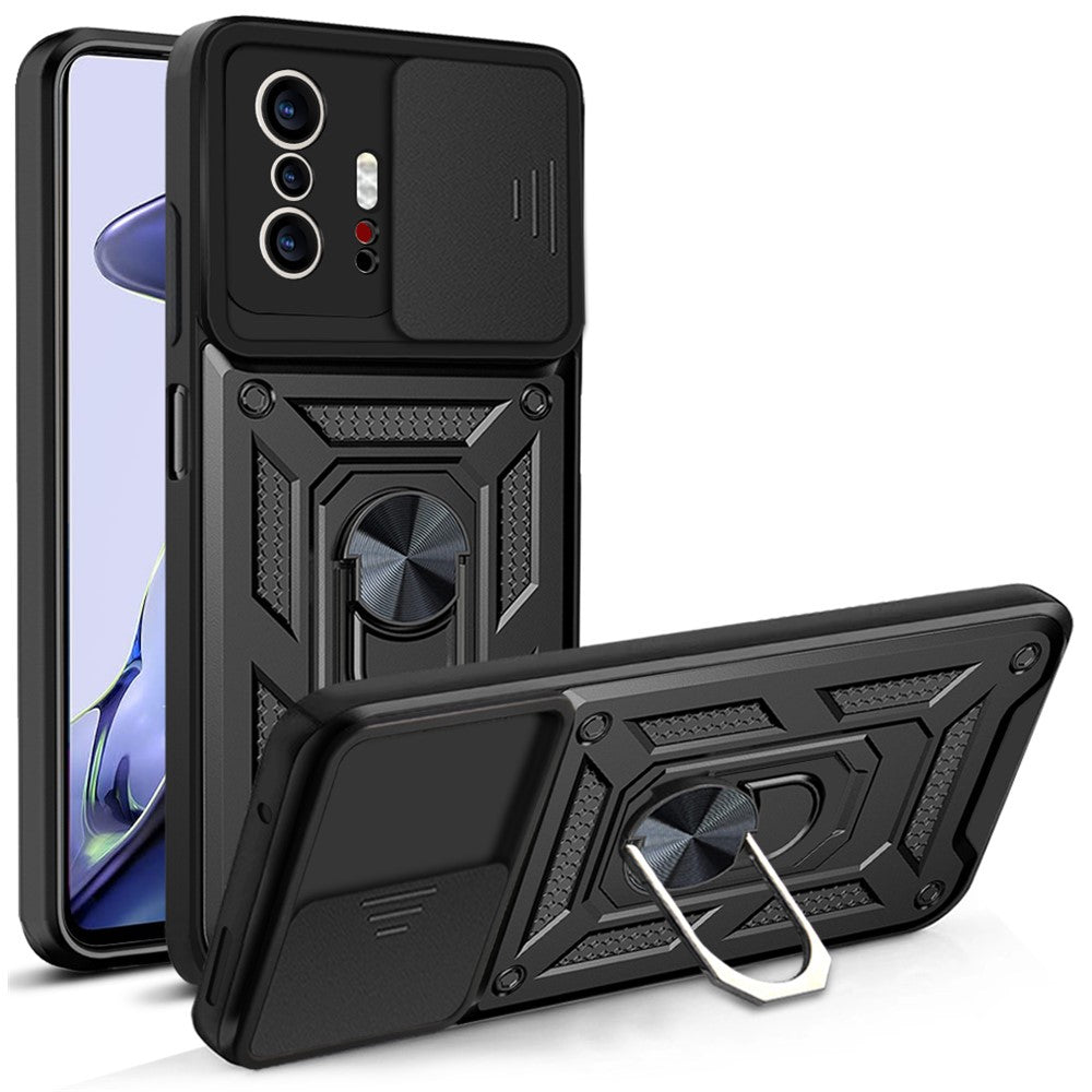 Camera Slide Cover Ring Holder Kickstand PC + TPU Phone Shell Case for Xiaomi 11T/11T Pro