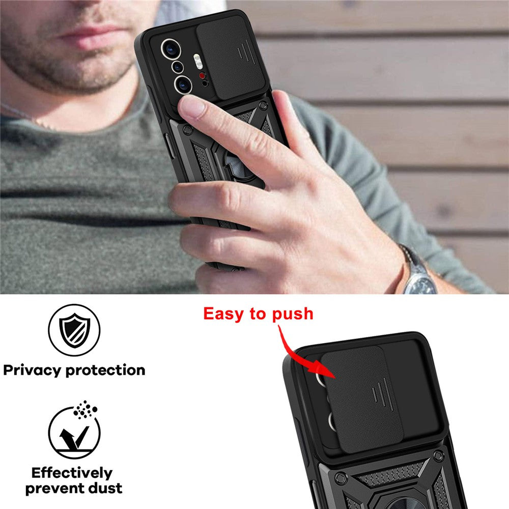Camera Slide Cover Ring Holder Kickstand PC + TPU Phone Shell Case for Xiaomi 11T/11T Pro