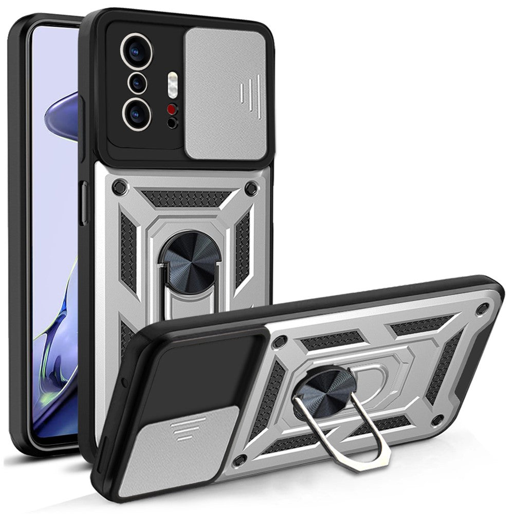 Camera Slide Cover Ring Holder Kickstand PC + TPU Phone Shell Case for Xiaomi 11T/11T Pro