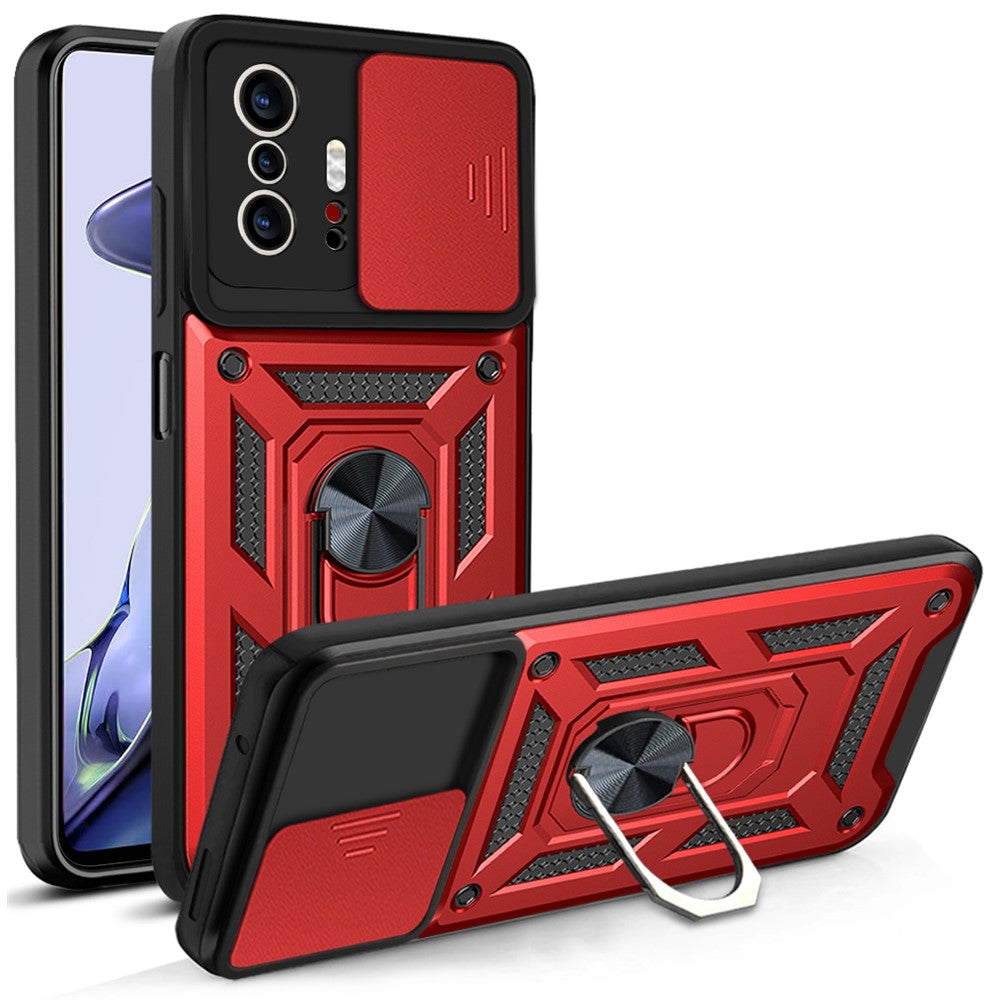 Camera Slide Cover Ring Holder Kickstand PC + TPU Phone Shell Case for Xiaomi 11T/11T Pro