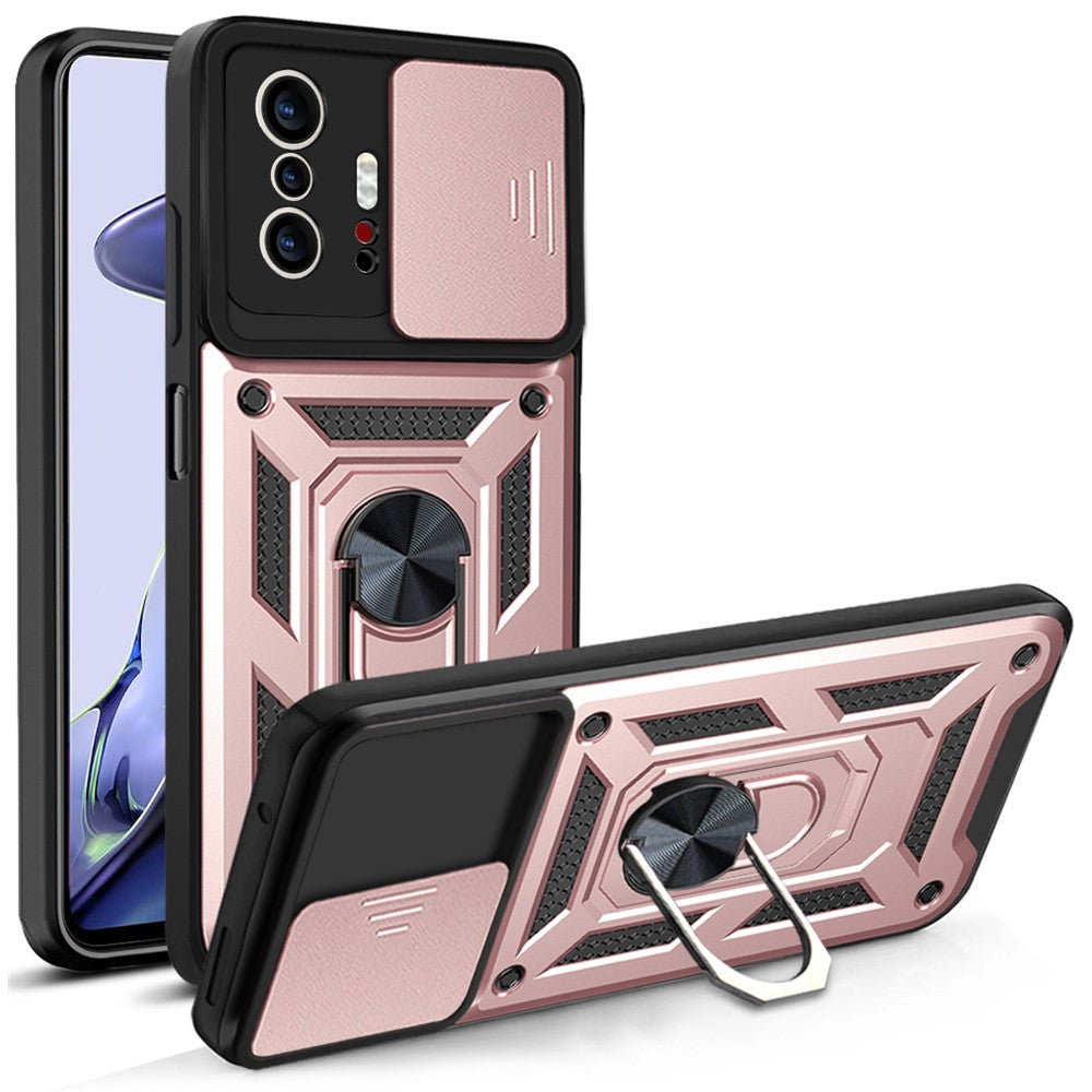 Camera Slide Cover Ring Holder Kickstand PC + TPU Phone Shell Case for Xiaomi 11T/11T Pro