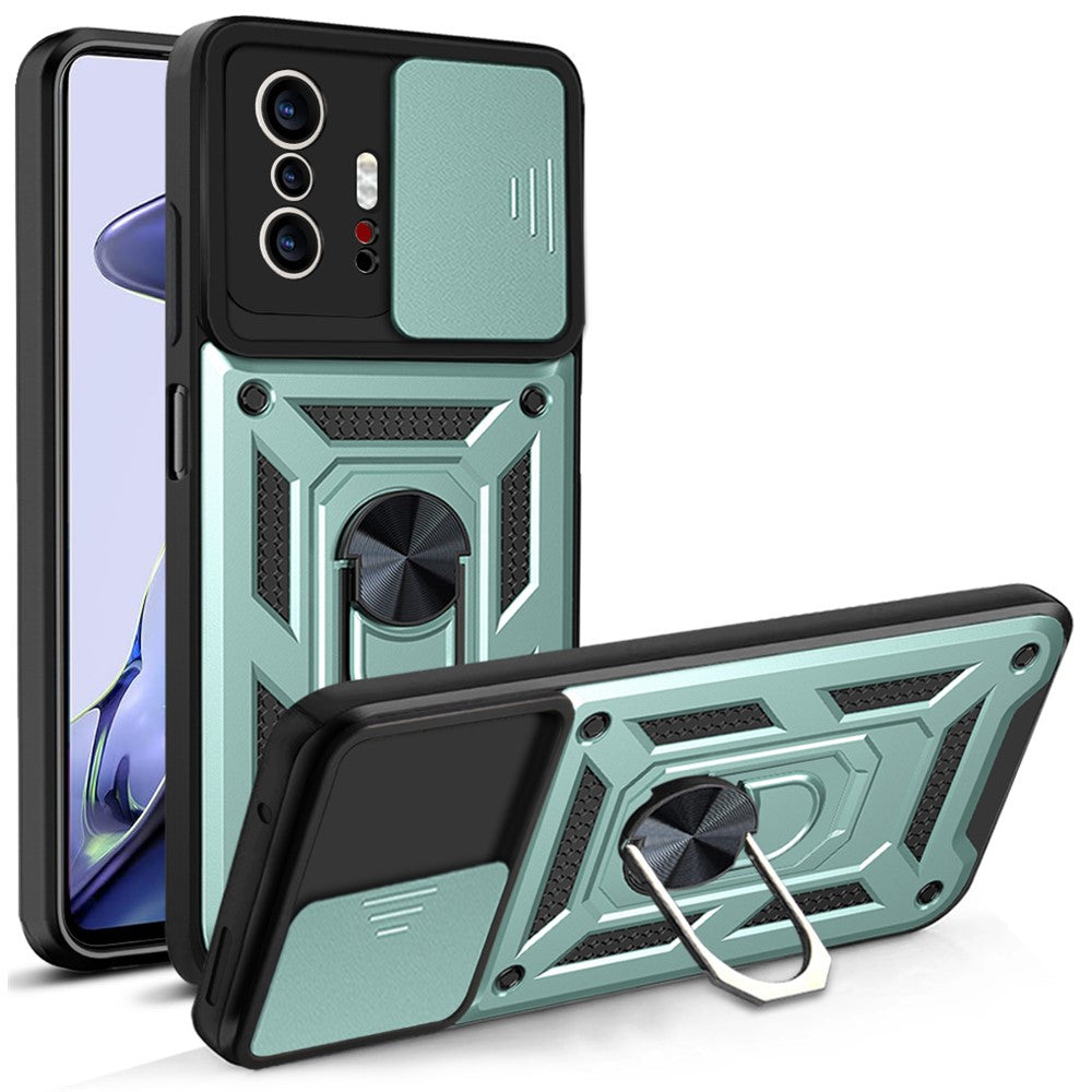 Camera Slide Cover Ring Holder Kickstand PC + TPU Phone Shell Case for Xiaomi 11T/11T Pro