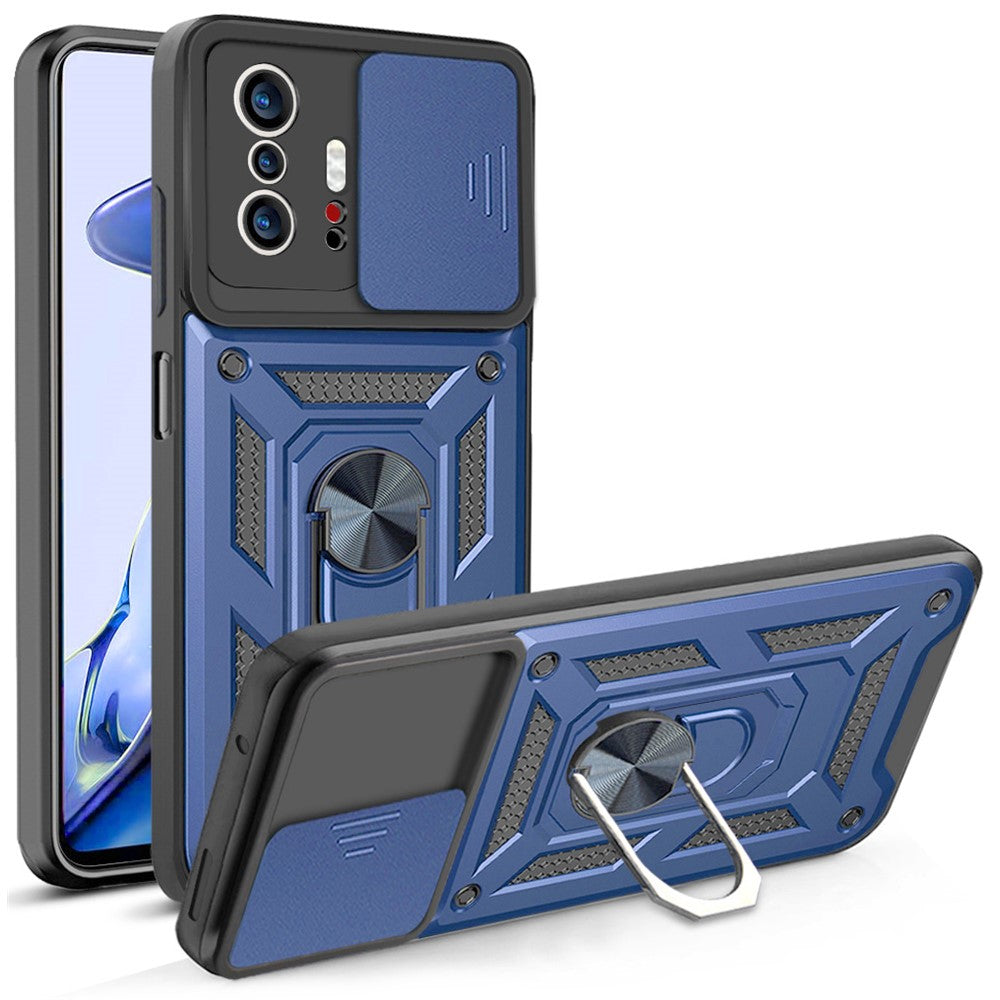 Camera Slide Cover Ring Holder Kickstand PC + TPU Phone Shell Case for Xiaomi 11T/11T Pro