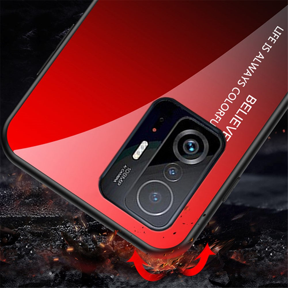 Gradient Color Anti-scratch Tempered Glass Hybrid Phone Case Cover for Xiaomi 11T/11T Pro