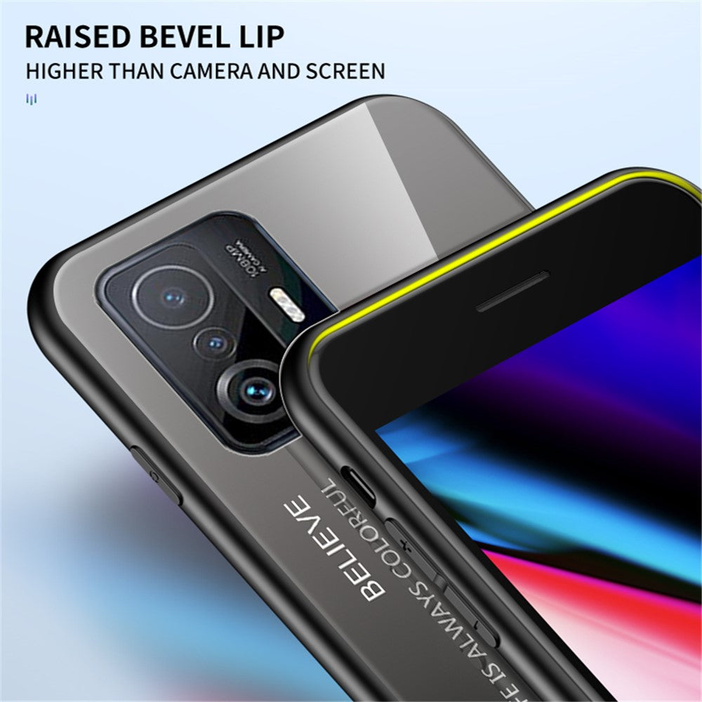 Gradient Color Anti-scratch Tempered Glass Hybrid Phone Case Cover for Xiaomi 11T/11T Pro