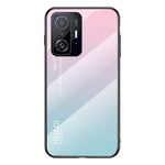 Gradient Color Anti-scratch Tempered Glass Hybrid Phone Case Cover for Xiaomi 11T/11T Pro