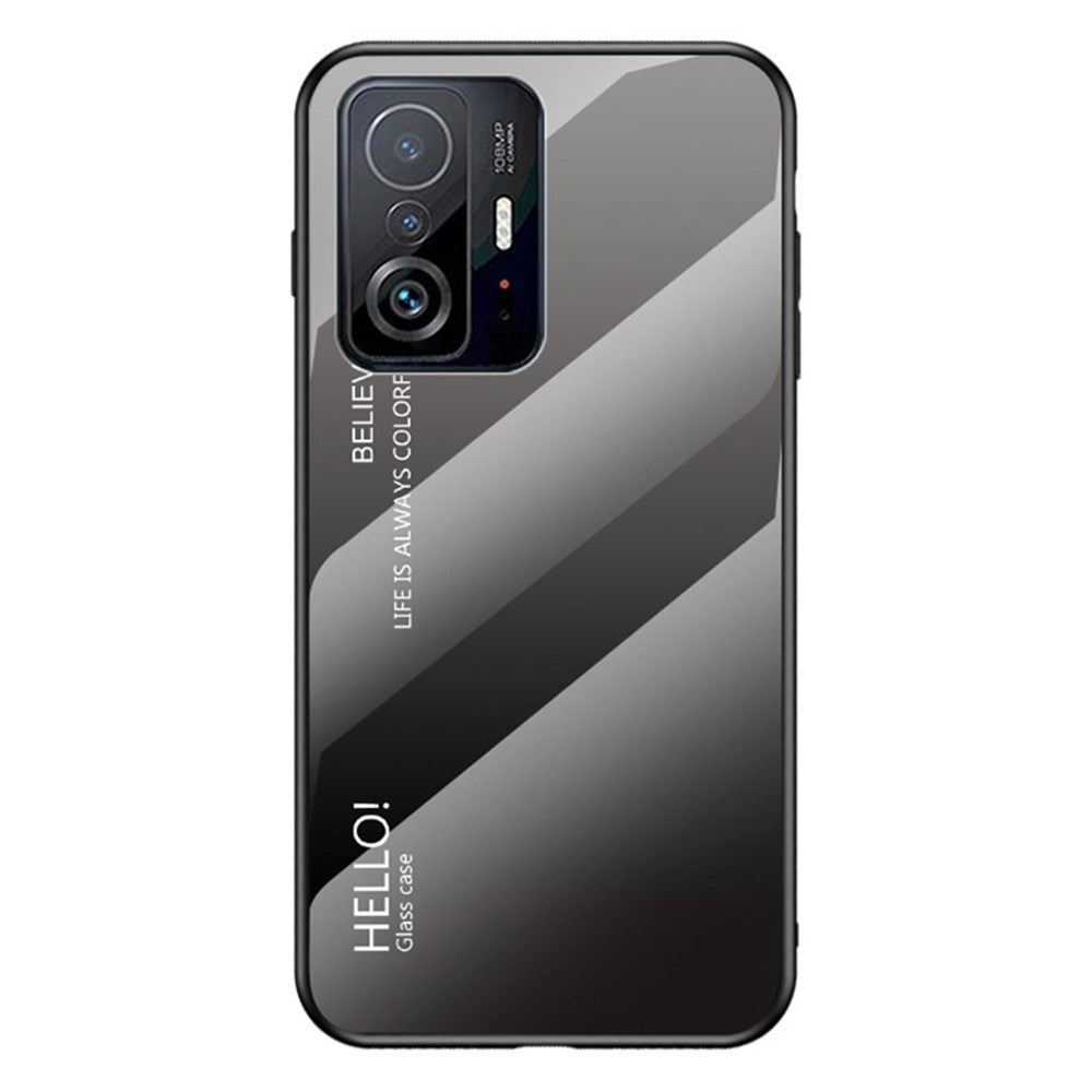 Gradient Color Anti-scratch Tempered Glass Hybrid Phone Case Cover for Xiaomi 11T/11T Pro