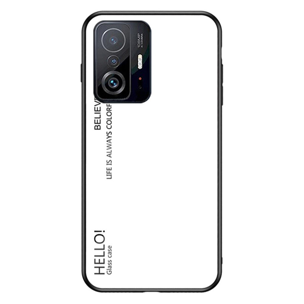 Gradient Color Anti-scratch Tempered Glass Hybrid Phone Case Cover for Xiaomi 11T/11T Pro