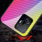 Hybridcover i PC + TPU + hærdet glas med kulfiberstruktur til Xiaomi 11T/11T Pro