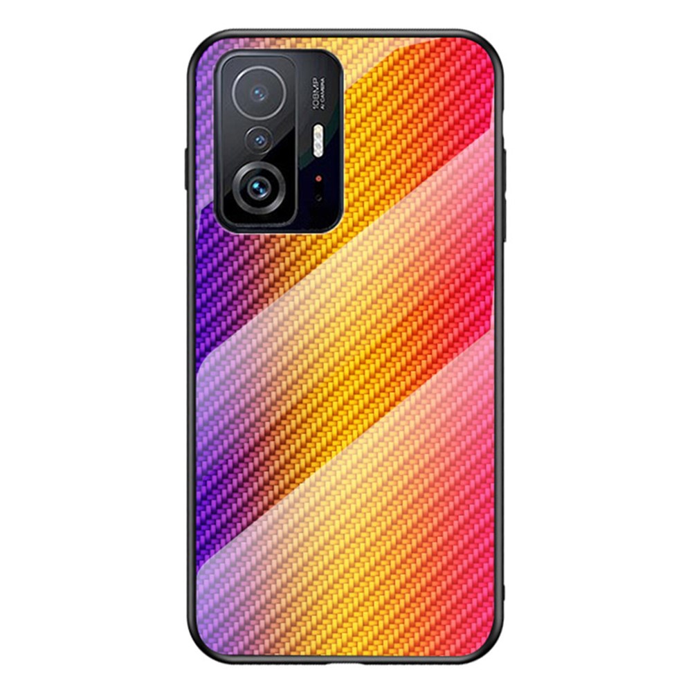 Hybridcover i PC + TPU + hærdet glas med kulfiberstruktur til Xiaomi 11T/11T Pro