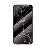 Marmormönster Lätt Tunn Anti-Fingeravtrycksfri Mjuk TPU Ram PC och Härdat Glas Bakskal för Xiaomi 11T/11T Pro