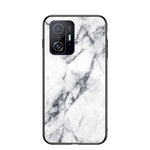 Marmormönster Lätt Tunn Anti-Fingeravtrycksfri Mjuk TPU Ram PC och Härdat Glas Bakskal för Xiaomi 11T/11T Pro