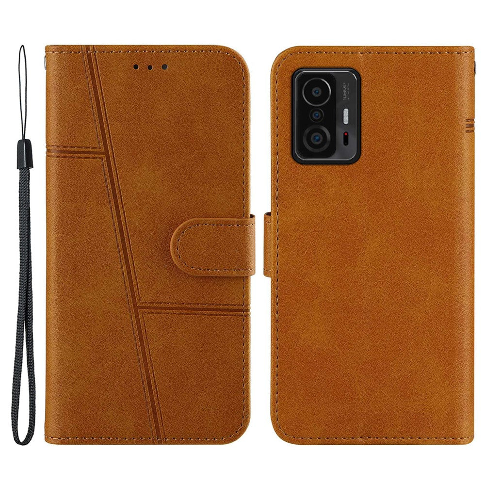 Stativ med stativ i PU-läder, plånbok och vikbart skyddsfodral med handledsrem för Xiaomi 11T / 11T Pro
