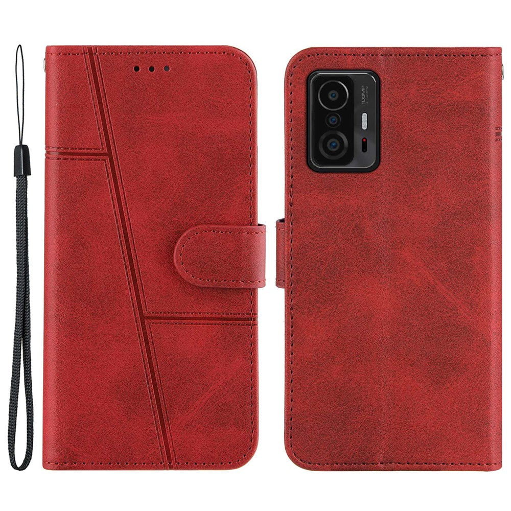 Stativ med stativ i PU-läder, plånbok och vikbart skyddsfodral med handledsrem för Xiaomi 11T / 11T Pro