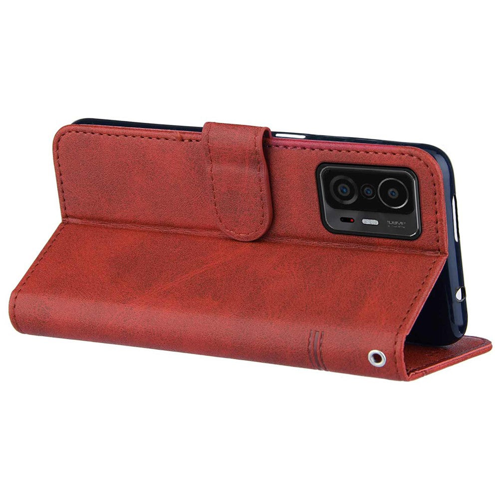 Stativ med stativ i PU-läder, plånbok och vikbart skyddsfodral med handledsrem för Xiaomi 11T / 11T Pro