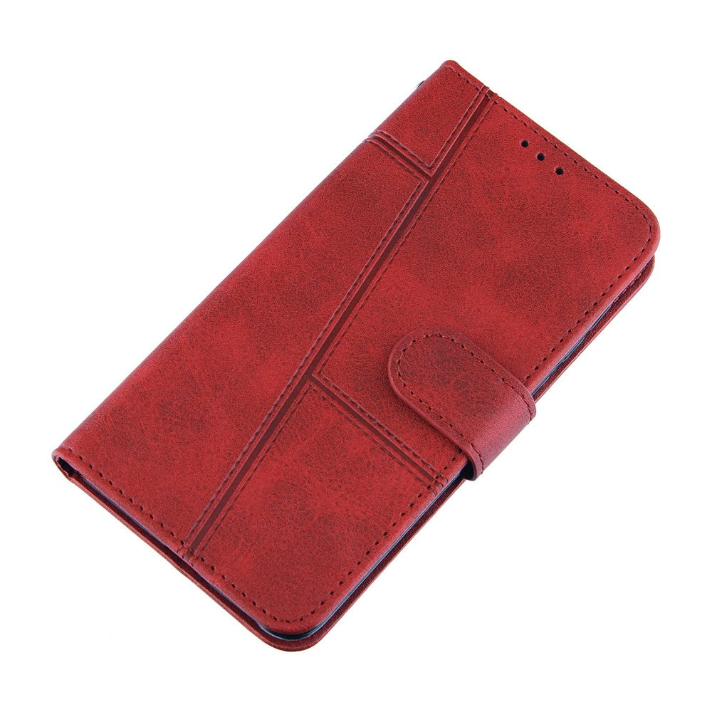 Imprinting Lines Stand Feature PU Leather Wallet Flip Protective Phone Case with Wrist Strap for Xiaomi 11T / 11T Pro
