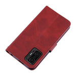 Imprinting Lines Stand Feature PU Leather Wallet Flip Protective Phone Case with Wrist Strap for Xiaomi 11T / 11T Pro