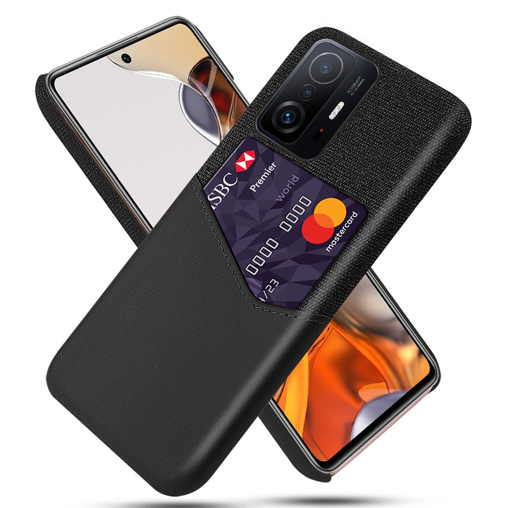 Cloth Texture One Card Slot Design Anti-scratch Anti-drop Hybrid Phone Case Shell with for Xiaomi 11T / 11T Pro
