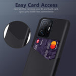 Cloth Texture One Card Slot Design Anti-scratch Anti-drop Hybrid Phone Case Shell with for Xiaomi 11T / 11T Pro