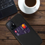 Cloth Texture One Card Slot Design Anti-scratch Anti-drop Hybrid Phone Case Shell with for Xiaomi 11T / 11T Pro