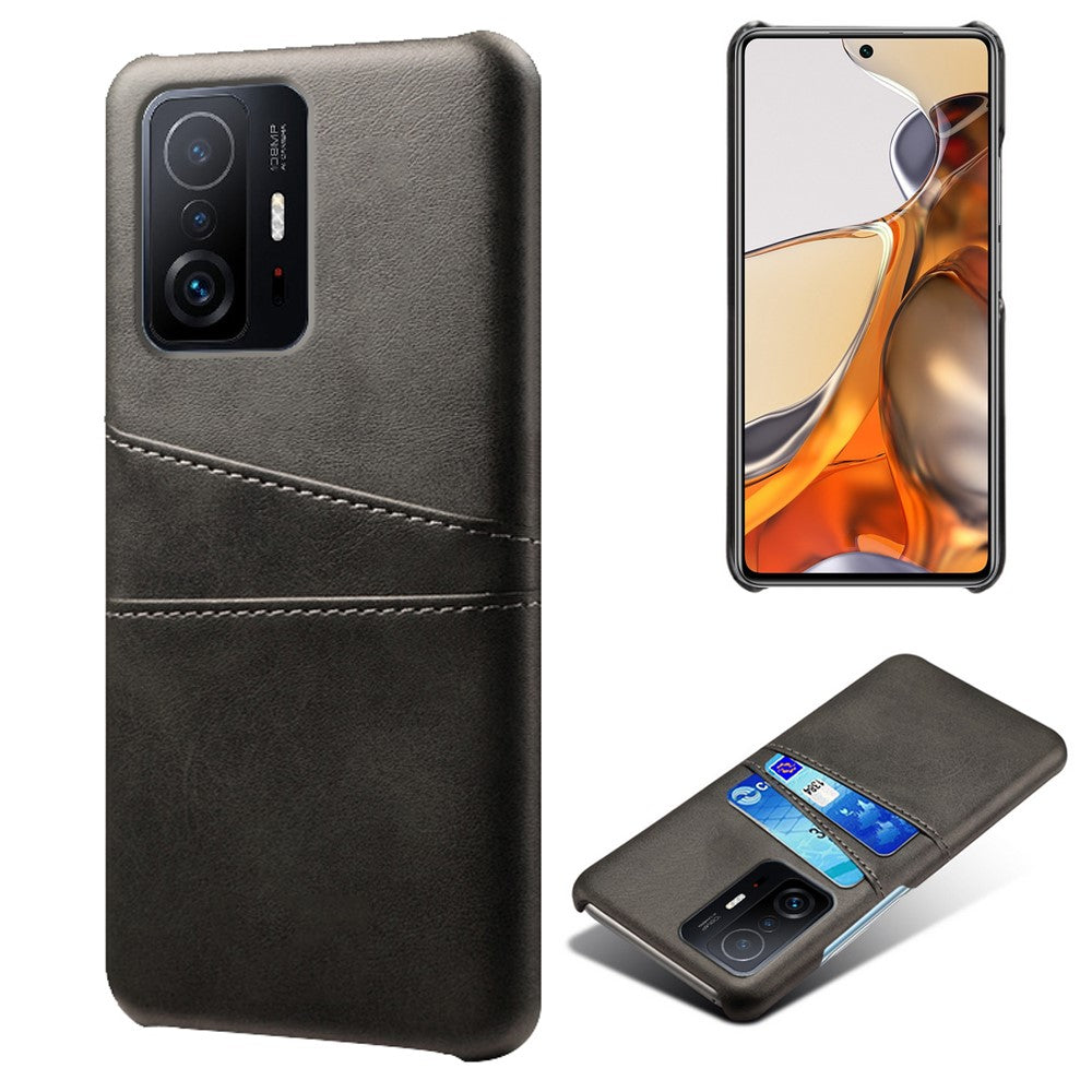 PU Leather + PC Anti-Scratch Hard Case with Dual Card Slots for Xiaomi 11T Pro / Xiaomi 11T
