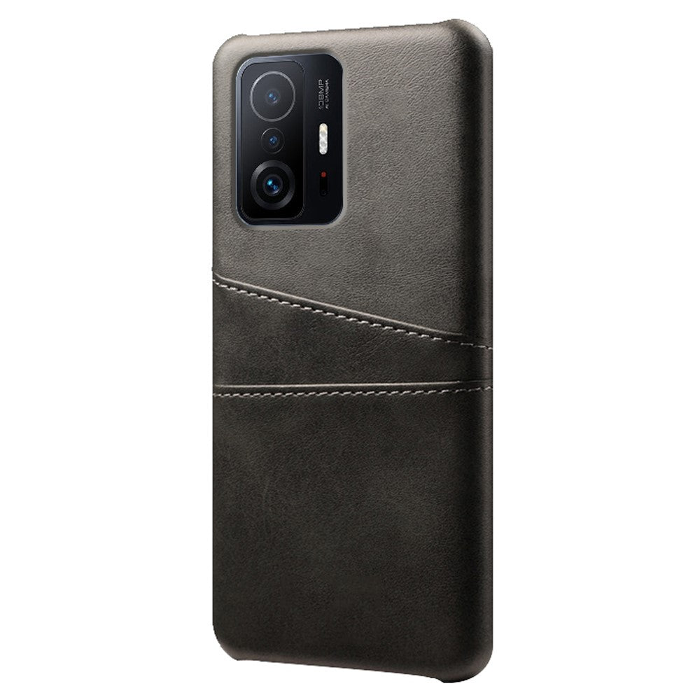 PU Leather + PC Anti-Scratch Hard Case with Dual Card Slots for Xiaomi 11T Pro / Xiaomi 11T