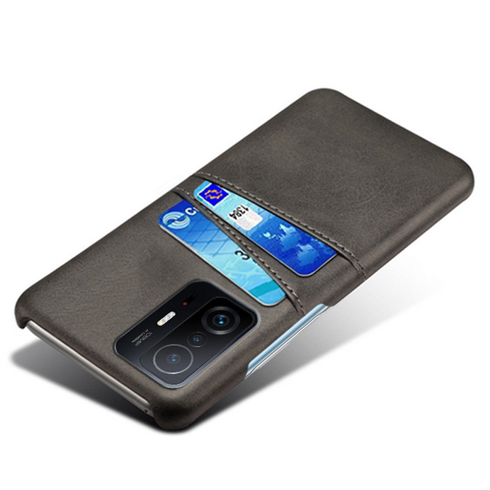 PU Leather + PC Anti-Scratch Hard Case with Dual Card Slots for Xiaomi 11T Pro / Xiaomi 11T
