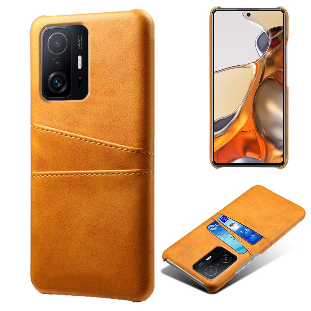 PU Leather + PC Anti-Scratch Hard Case with Dual Card Slots for Xiaomi 11T Pro / Xiaomi 11T