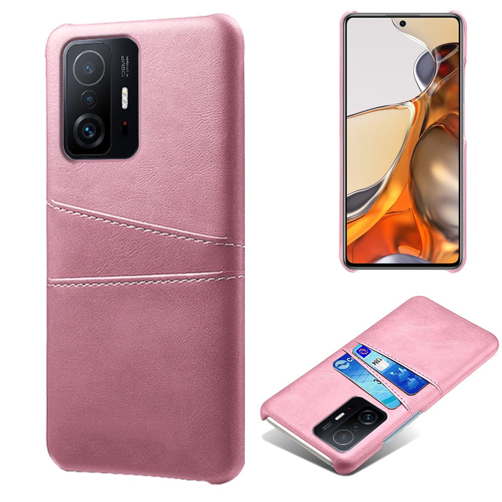 PU Leather + PC Anti-Scratch Hard Case with Dual Card Slots for Xiaomi 11T Pro / Xiaomi 11T