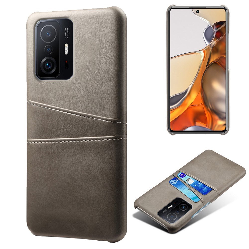 PU Leather + PC Anti-Scratch Hard Case with Dual Card Slots for Xiaomi 11T Pro / Xiaomi 11T