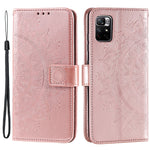 Imprinted Mandala Flower Wrist Strap Anti-shock Wallet Leather Phone Case Shell with Stand for Xiaomi Redmi Note 11 5G (China) (MediaTek)/Note 11S 5G/Note 11T 5G