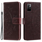 Imprinted Mandala Flower Wrist Strap Anti-shock Wallet Leather Phone Case Shell with Stand for Xiaomi Redmi Note 11 5G (China) (MediaTek)/Note 11S 5G/Note 11T 5G