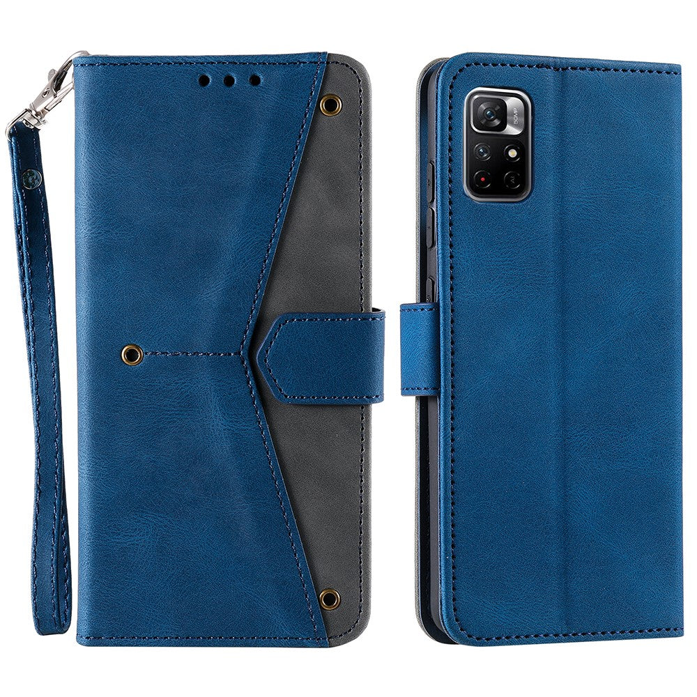 Skarvningssömmar, hudvänlig, dubbelsidig magnetisk spänne, fallskyddande PU-läder + TPU-stativ, plånboksfodral för Xiaomi Redmi Note 11 5G (Kina) (MediaTek)/Note 11S 5G/Note 11T 5G