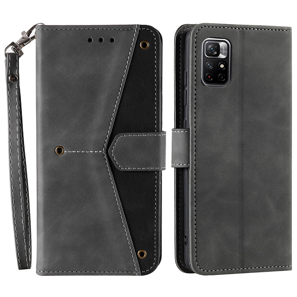 Skarvningssömmar, hudvänlig, dubbelsidig magnetisk spänne, fallskyddande PU-läder + TPU-stativ, plånboksfodral för Xiaomi Redmi Note 11 5G (Kina) (MediaTek)/Note 11S 5G/Note 11T 5G