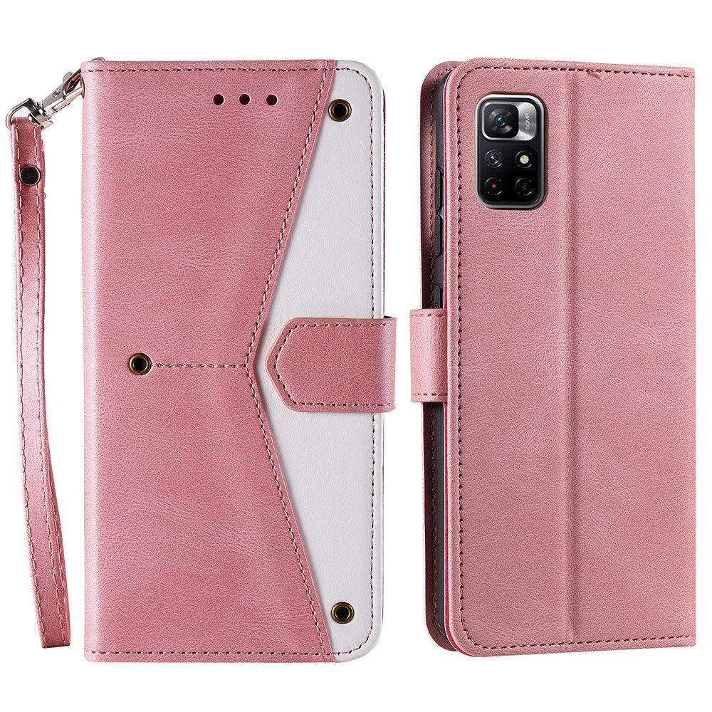 Skarvningssömmar, hudvänlig, dubbelsidig magnetisk spänne, fallskyddande PU-läder + TPU-stativ, plånboksfodral för Xiaomi Redmi Note 11 5G (Kina) (MediaTek)/Note 11S 5G/Note 11T 5G